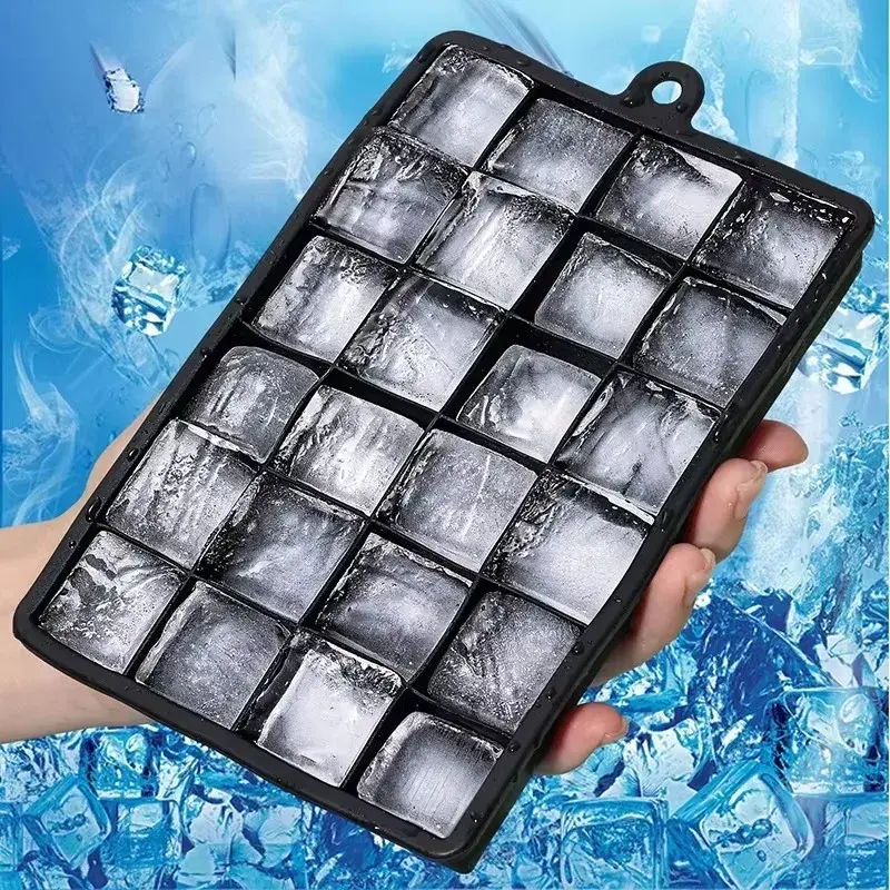 Silicone Ice Cube Mold Reusable Square Ice Cube Molds with Lid Whiskey Cocktail Freezer DIY Ice Maker Barware Kitchen Gadgets