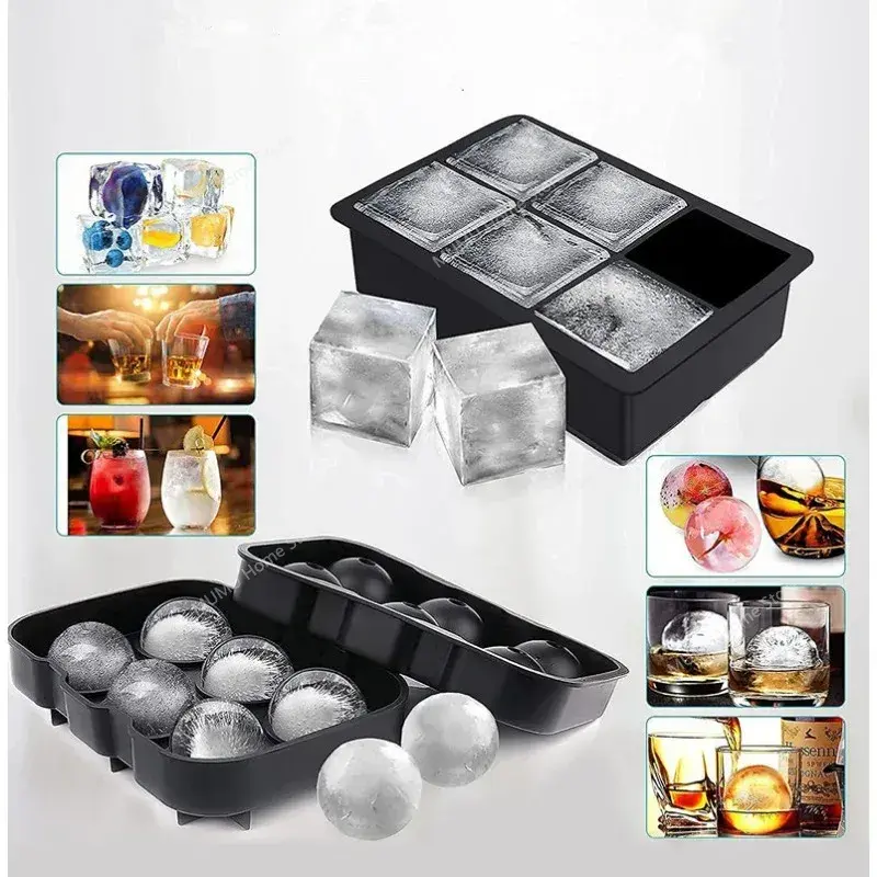 Ice Cube Tray Silicone Ice Ball Freezer Mold Square Ice Cube Maker Reusable Mold Ball for Whiskey Cocktail Coffee Accessories