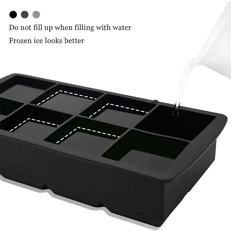 Ice Cube Tray Ice Cube Silicone Molds Ice Cube Maker Square Ice Tray Large Ice Cube 8 Grid Ice Mold Kitchen Accessories Gadgets