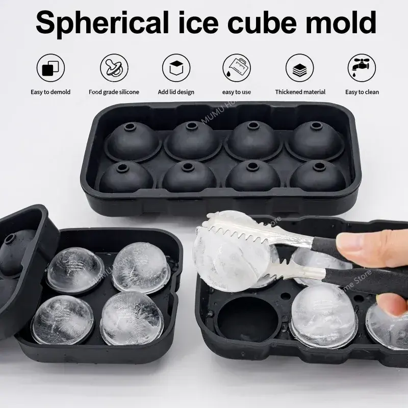Ice Cube Tray Silicone Ice Ball Freezer Mold Square Ice Cube Maker Reusable Mold Ball for Whiskey Cocktail Coffee Accessories