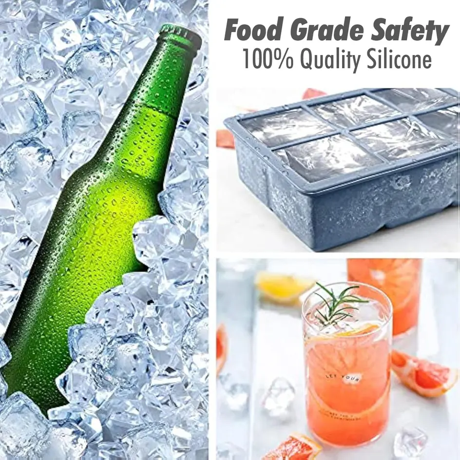 Ice Cube Tray Ice Cube Silicone Molds Ice Cube Maker Square Ice Tray Large Ice Cube 8 Grid Ice Mold Kitchen Accessories Gadgets