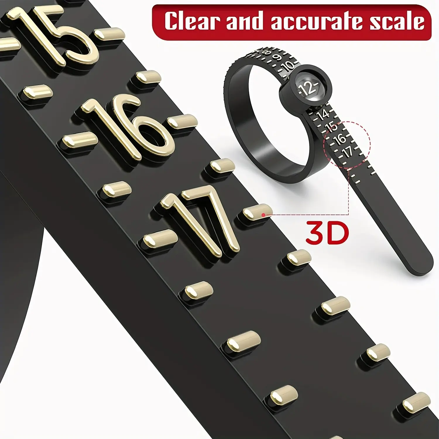 Ring Sizer with Magnifier - US/UK/EU/HK Jewelry Measuring Ruler for Finger Size Ring Size Measuring Tool