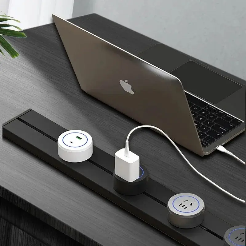 MODERN Track Socket Rail Wall Mounted Movable Sockets High End Home Appliance Power 8000W EU US UK Standard USB C Ports