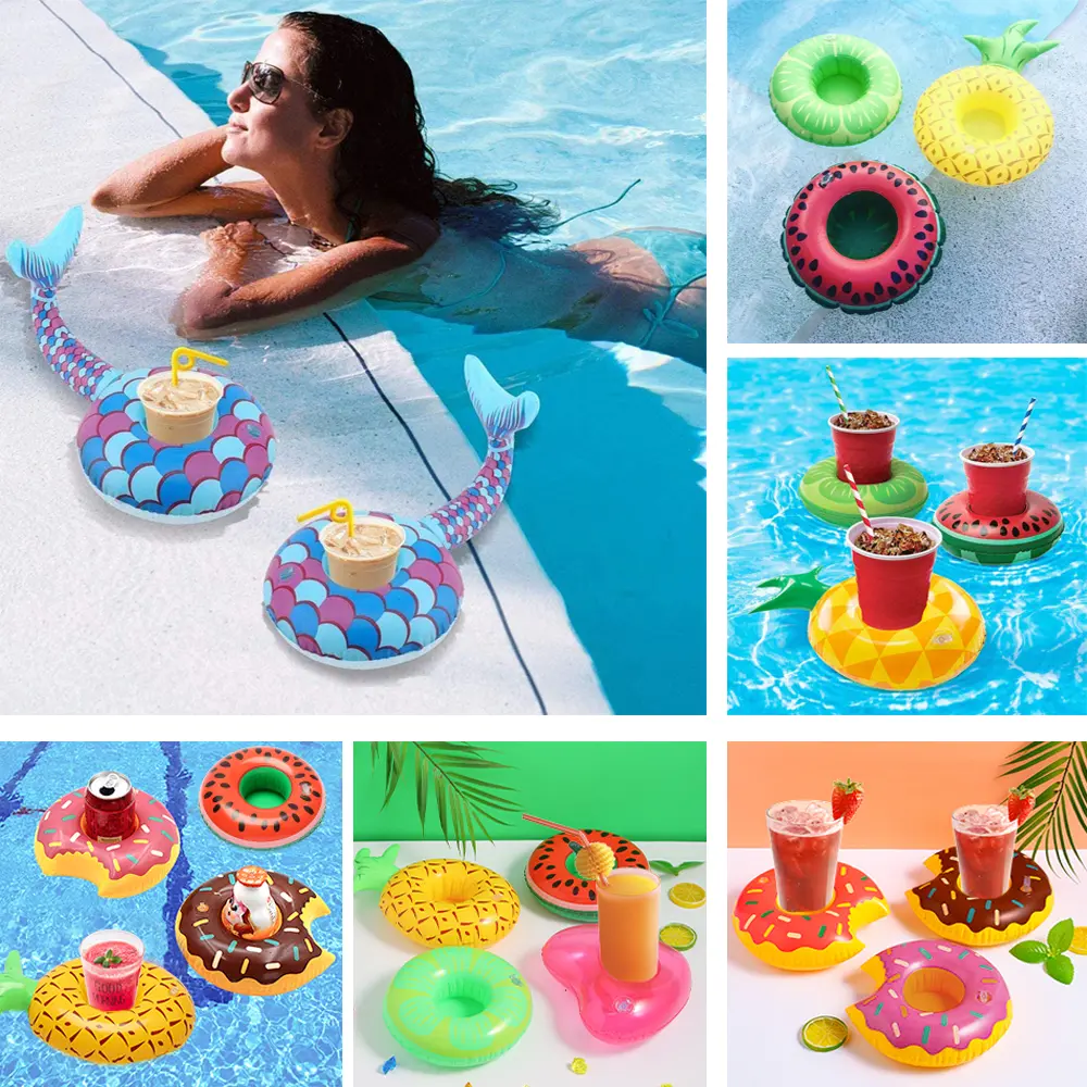 Swimming Pool Drink Cup Stand Holder Float Toy Coasters Inflatable Drink Holder For Beverage Bottle Kids Toys and Pool Party