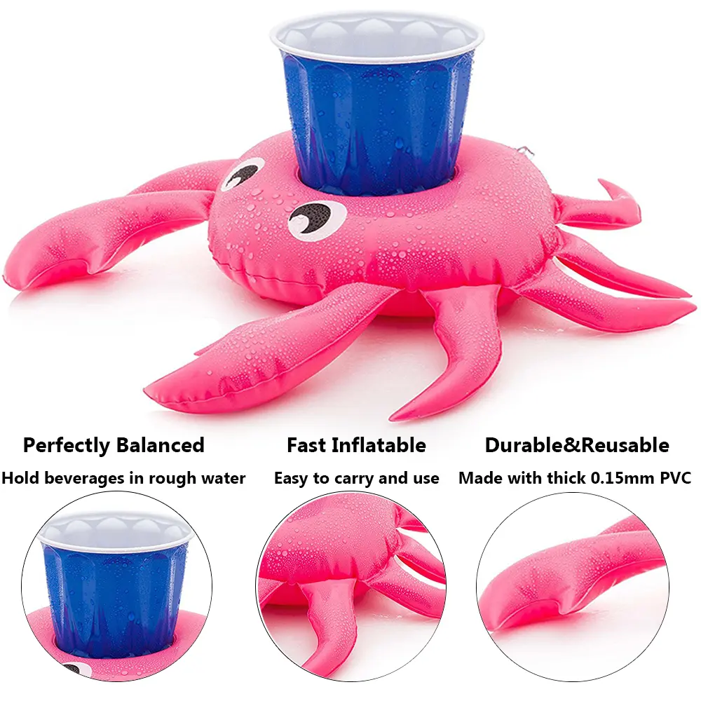 Swimming Pool Drink Cup Stand Holder Float Toy Coasters Inflatable Drink Holder For Beverage Bottle Kids Toys and Pool Party