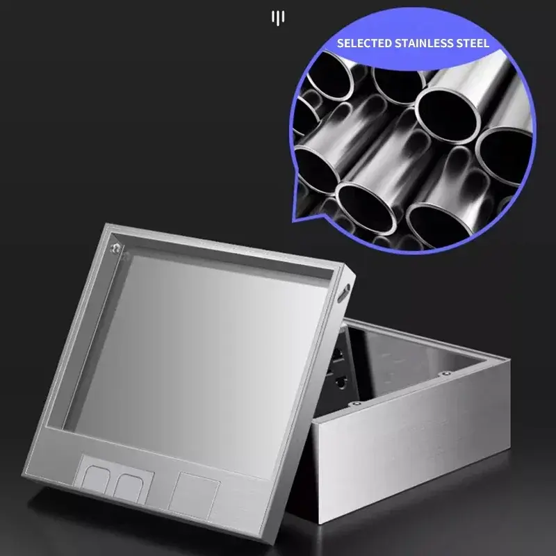 130mm x 130mm Embedded Hidden Floor Socket with Universal Standards EU/FR/BR/IL/IT/Korea for Kitchen Bathroom Tile Inlay