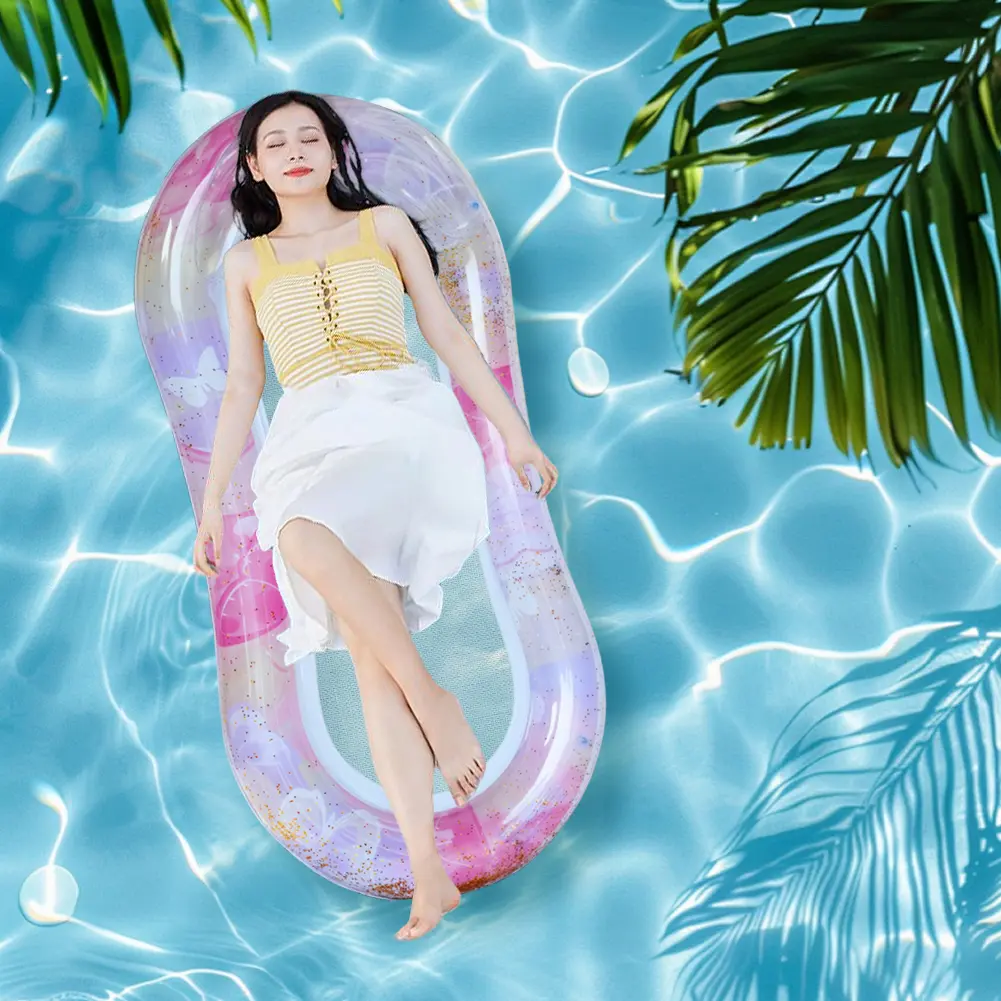 PVC Inflatable Pool Float Chair Leak Proof Swimming Floating Lounge Chair Lightweight Float Mesh Hammock for Summer Pool Decor