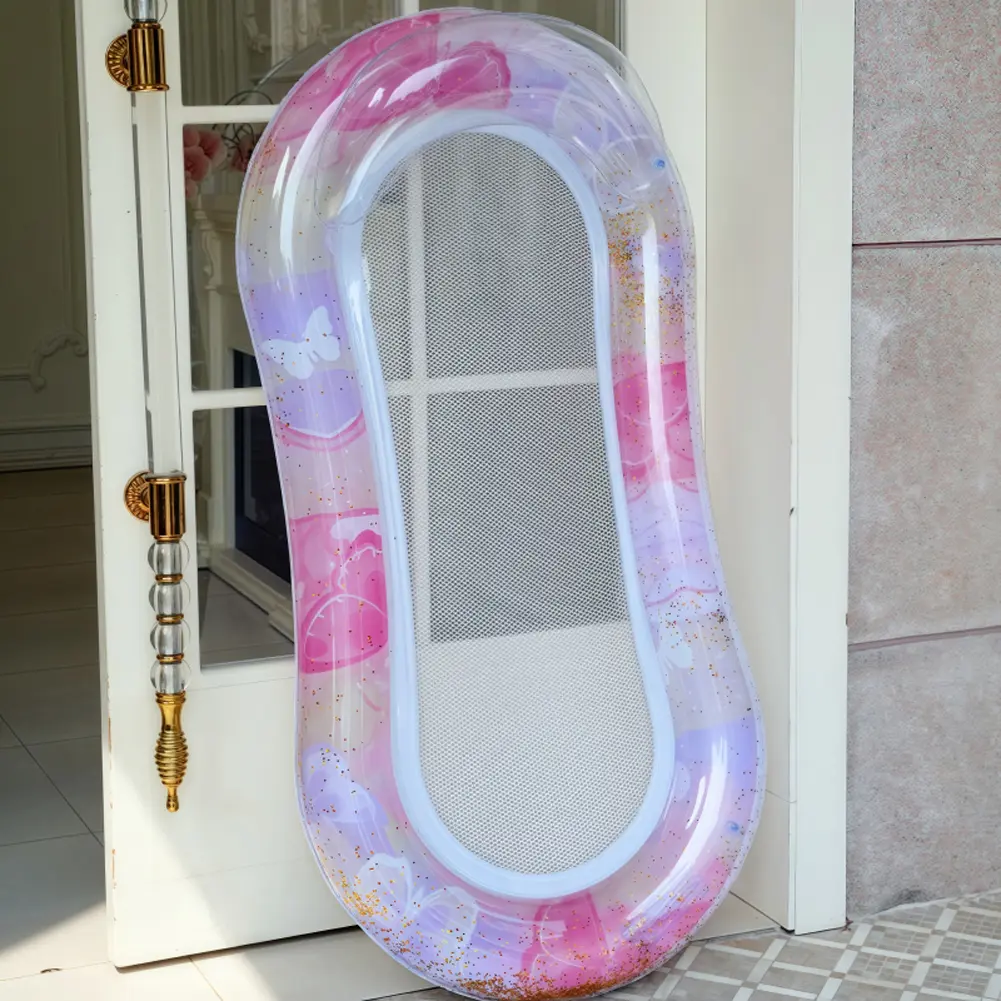 PVC Inflatable Pool Float Chair Leak Proof Swimming Floating Lounge Chair Lightweight Float Mesh Hammock for Summer Pool Decor