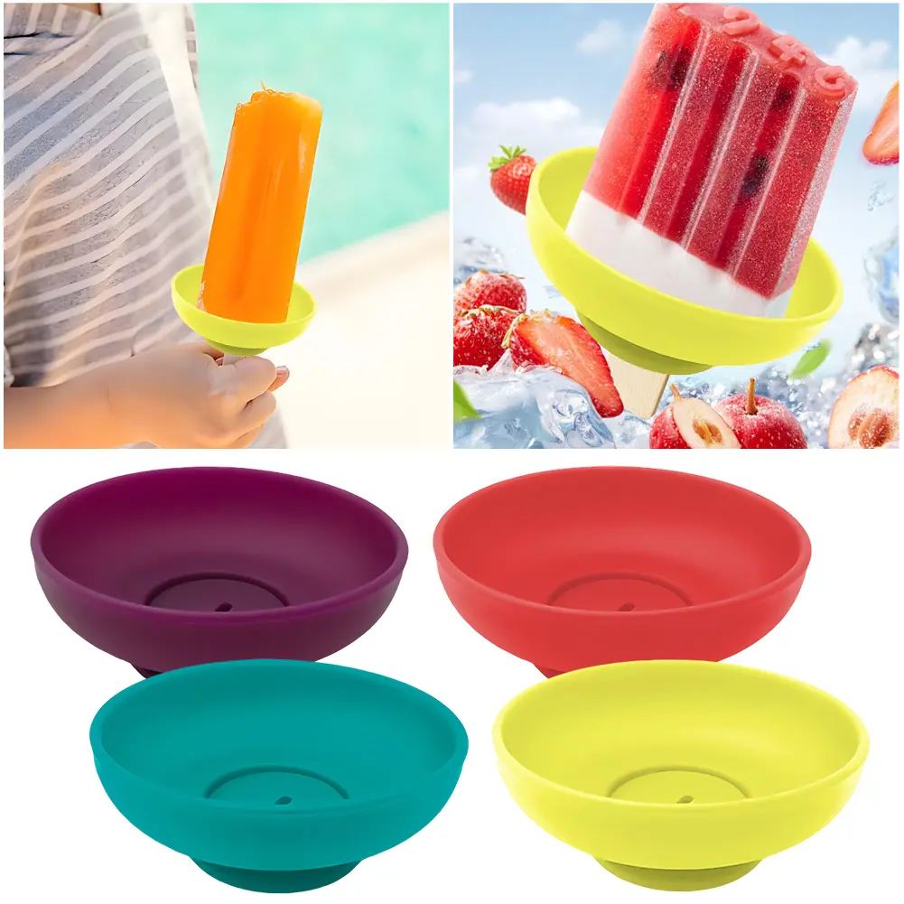 1-4PCS Drip-Proof Popsicle Rack Silicone Anti-Drip Ice Cream Bracket Reusable Portable Popsicle Protector for Summer Ice Cream