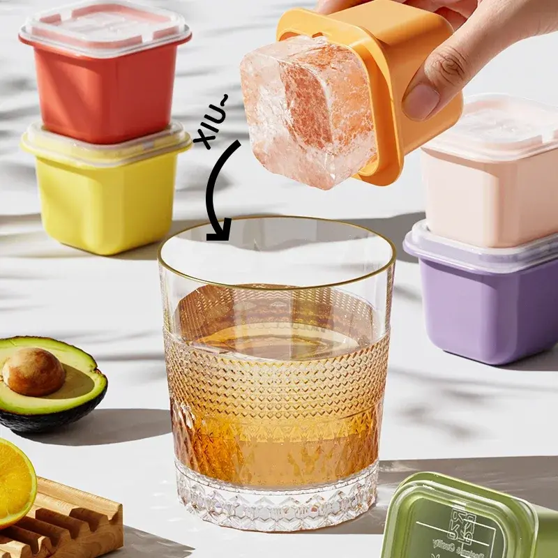 6-1pcs Creative Ice Cube Makers Square Ice Cube Moulds Reusable Mini Ice Cube Mold Whiskey Drink Freezing Gadgets Kitchen Tools