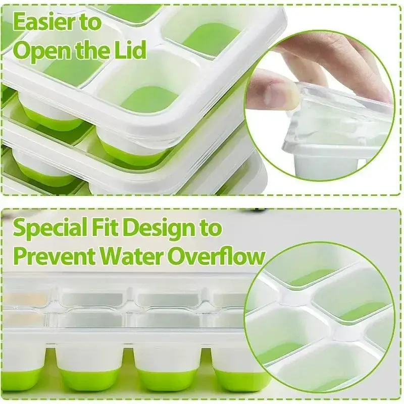 14-Grid Silicone Ice Cube Tray Mold, Square Non-Toxic & Durable Ice Cube Maker for Bar, Pub, Wine & Drinks