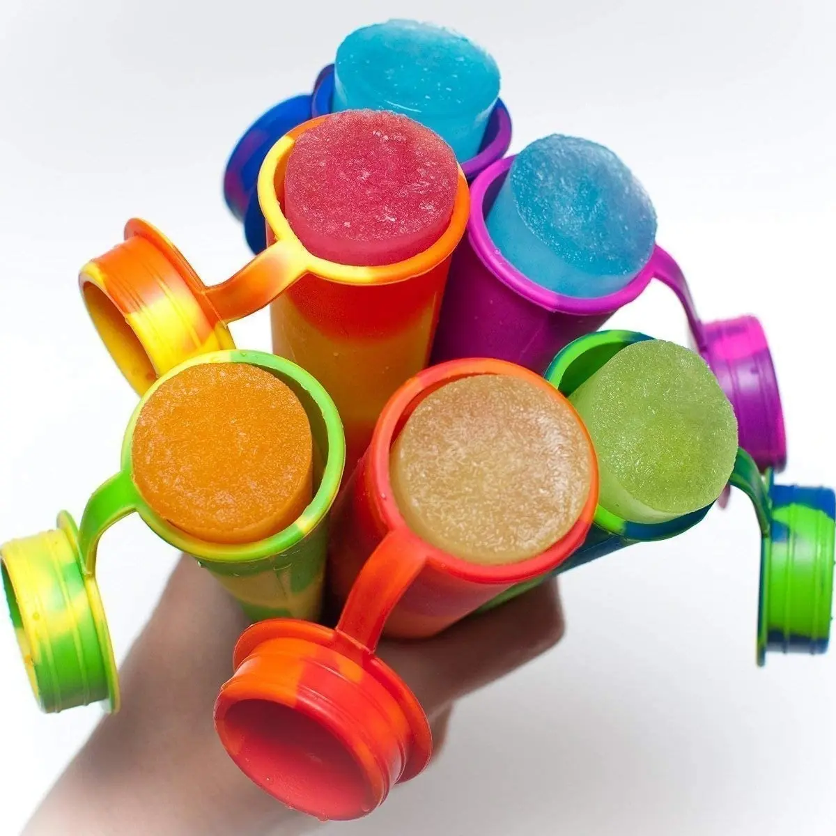 6Pcs Popsicles Molds Reusable Baby Ice Cream Molds Food-Grade Silicone Multi-Colored Popcical Molds DIY Frozen Popsicle Maker