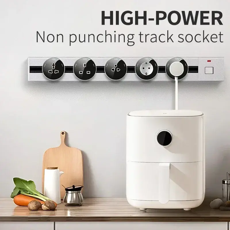 Power Track Home Appliances Universal Socket Electric Plug Adapter With USB,Wall Mount Power Strip with Removable Outlet Adapter