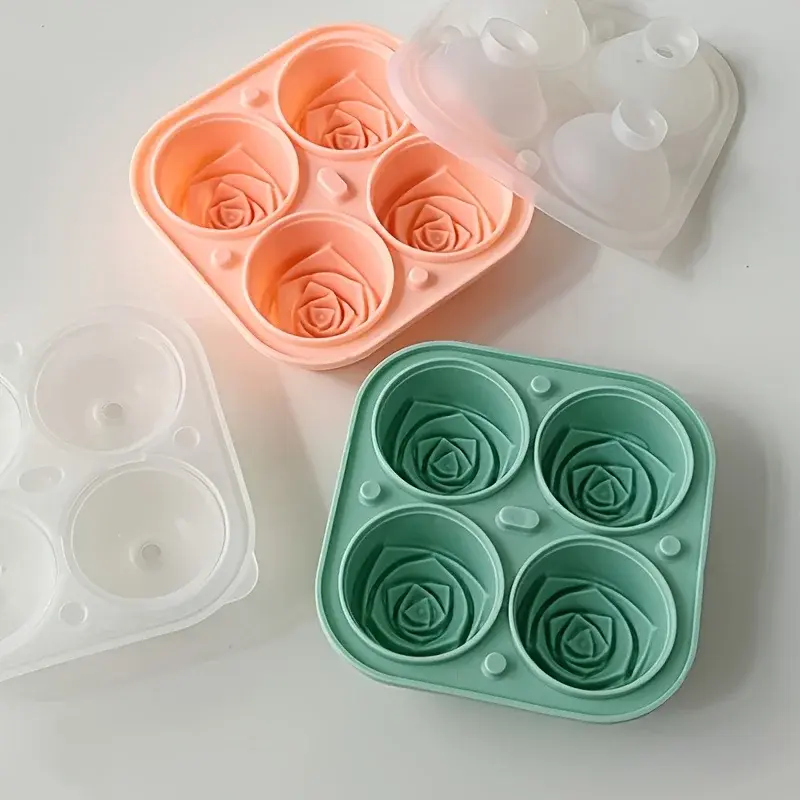 3D Rose Shaped Ice Cube Mold Reusable Food Grade Silicone IceTray Ice Ball Mold for Effortless Dessert Summer Drinks
