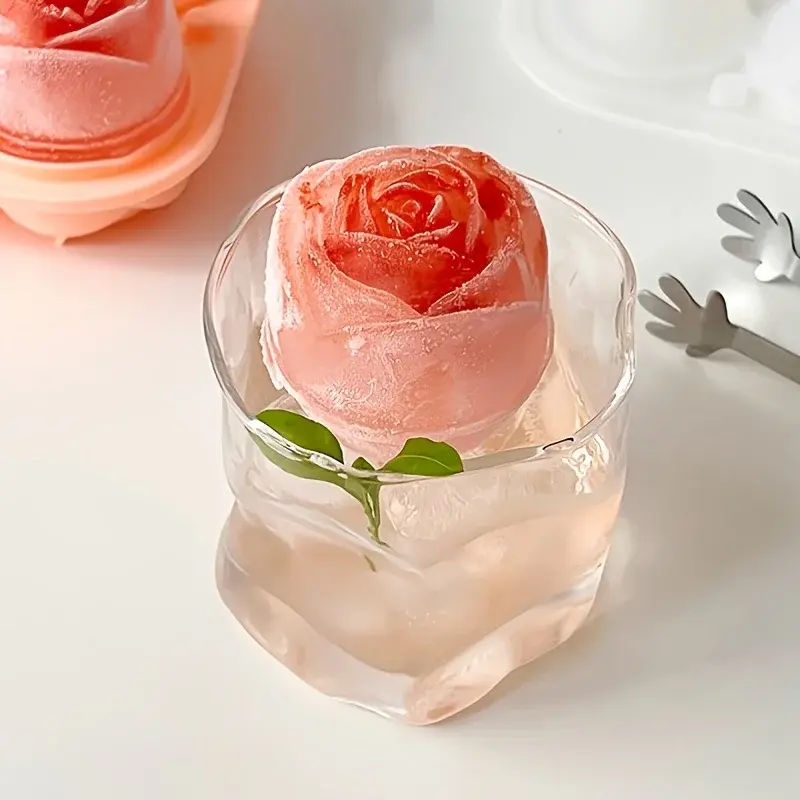 3D Rose Shaped Ice Cube Mold Reusable Food Grade Silicone IceTray Ice Ball Mold for Effortless Dessert Summer Drinks