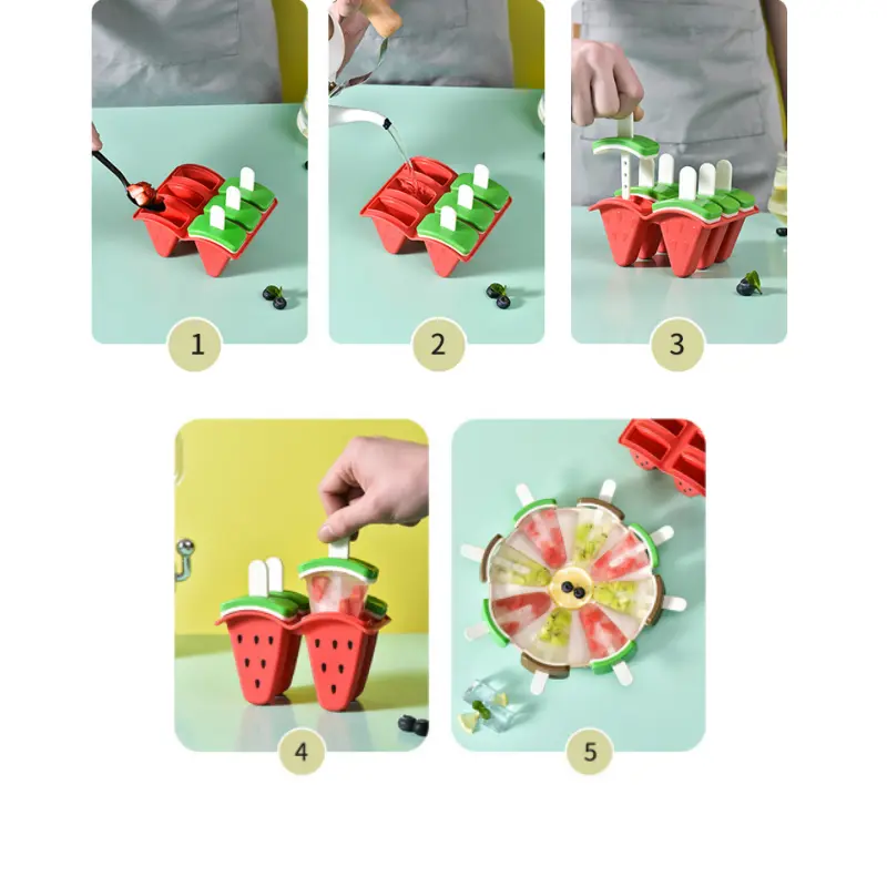 Ice Cream Mold with Lid Watermelon Shape Mold DIY Homemade Popsicle Mold Frozen Juice Milk Kitchen Ice Cream Making Tool