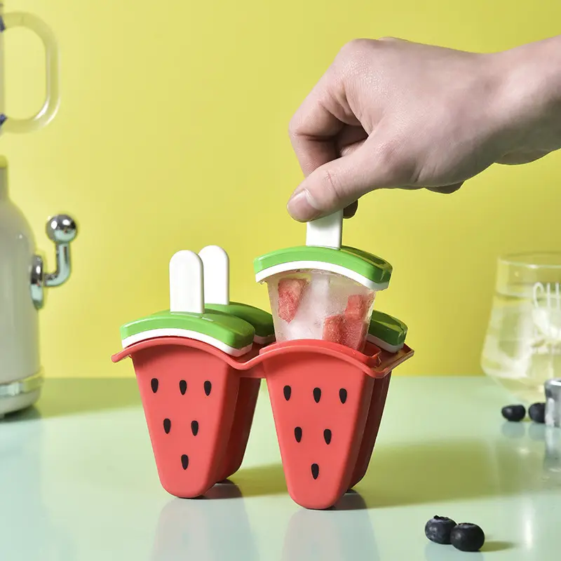 Ice Cream Mold with Lid Watermelon Shape Mold DIY Homemade Popsicle Mold Frozen Juice Milk Kitchen Ice Cream Making Tool