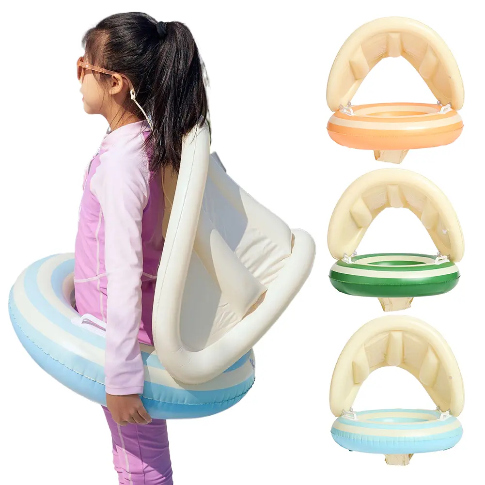 Baby Swimming Ring Inflatable Swim Ring with Detachable Sunshade Kids Seat Ring Leakproof Baby Pool  for Kids Toddlers