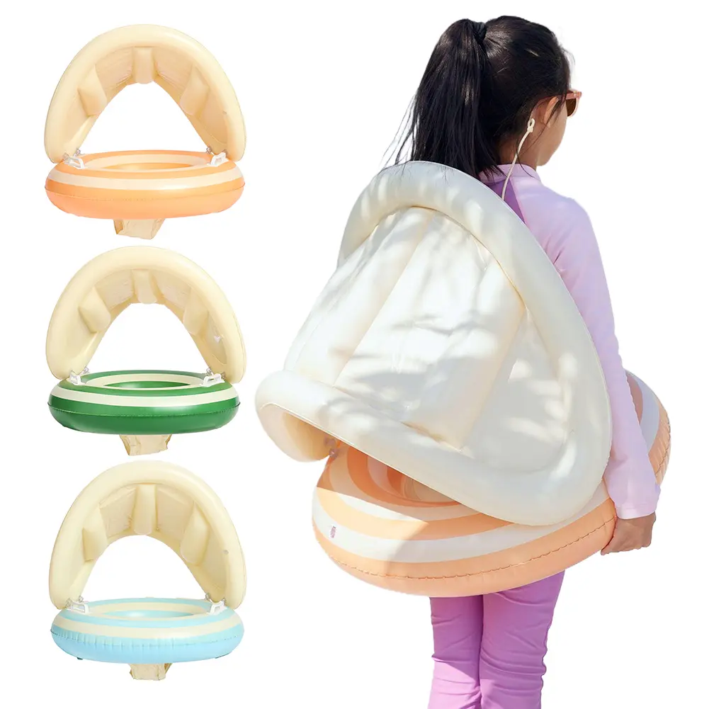 Baby Swimming Ring Inflatable Swim Ring with Detachable Sunshade Kids Seat Ring Leakproof Baby Pool  for Kids Toddlers