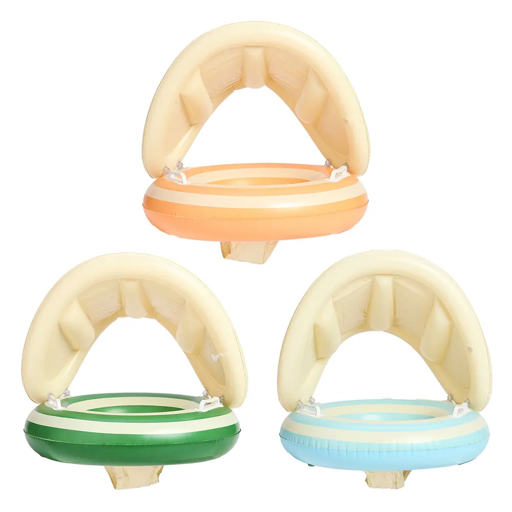 Baby Swimming Ring Inflatable Swim Ring with Detachable Sunshade Kids Seat Ring Leakproof Baby Pool  for Kids Toddlers