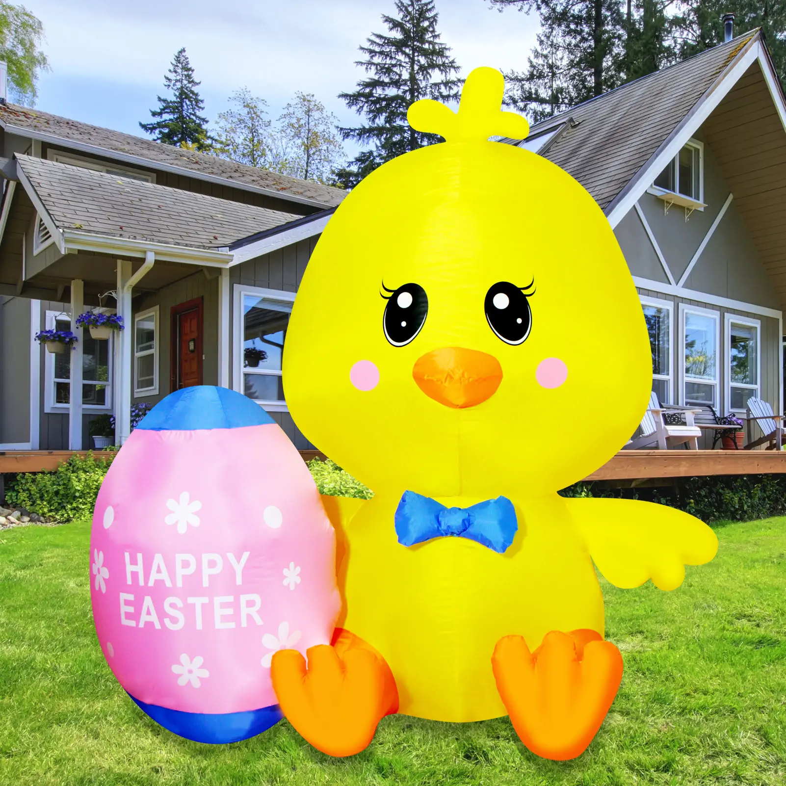 Easter Inflatable Dinosaur Cute Decor for Holiday Party Easter Bunny Holds Egg Easter Chick sits on Egg, Chick Hold Easter Egg