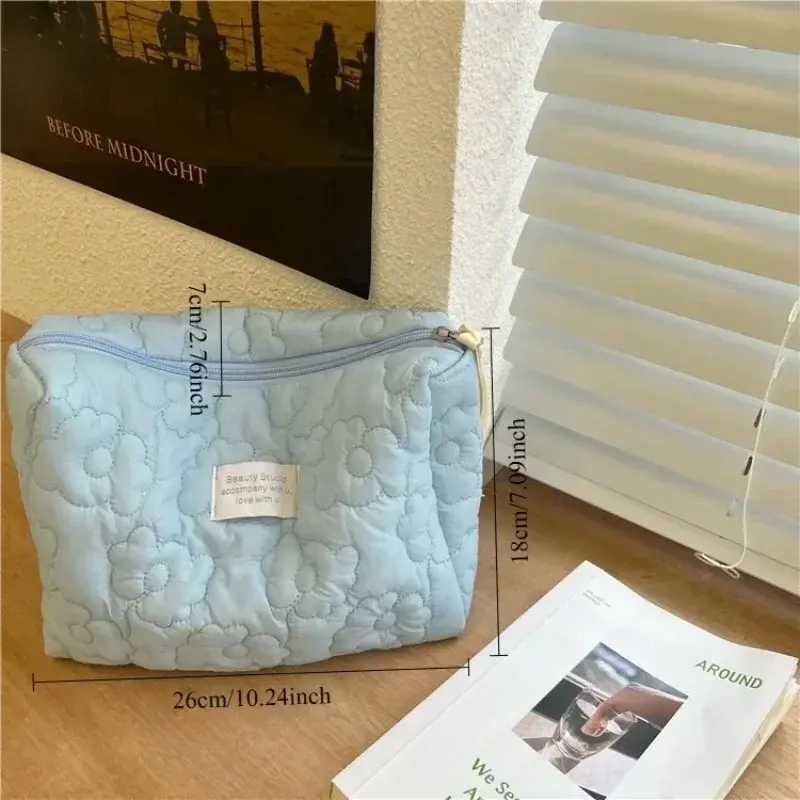 1PC Soft Flower Cosmetic Bag Macaron Color Portable Large Capacity Skin Care Storage Bag Travel Cosmetic Storage Beautiful Box