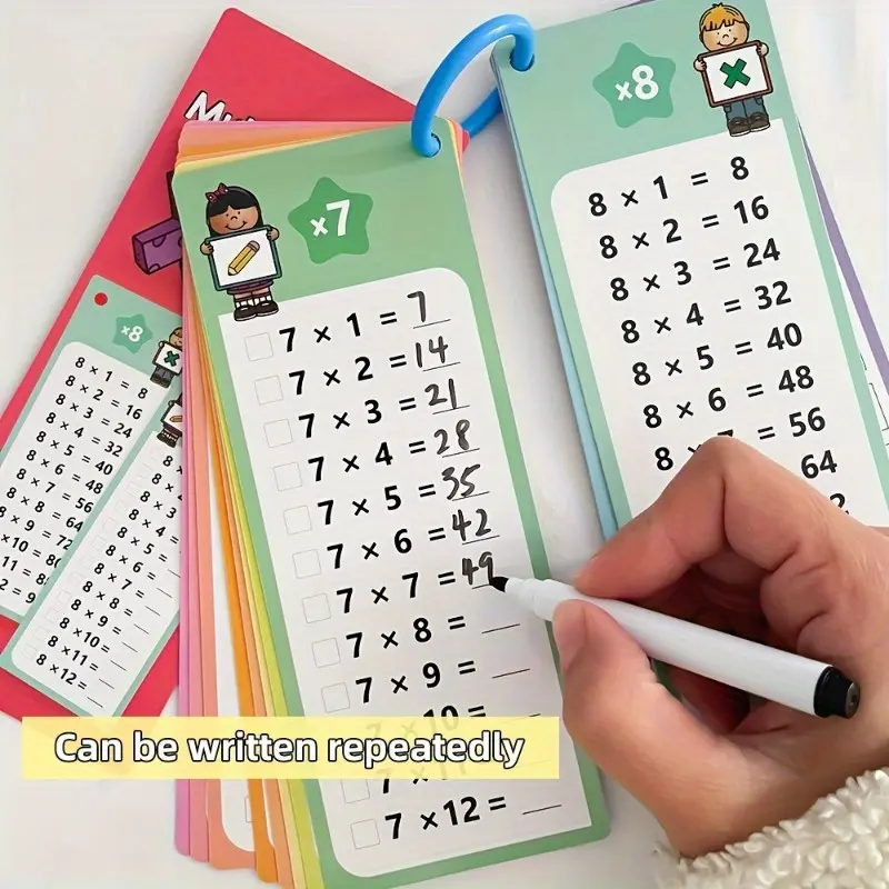 Math Learning Cards for Addition Subtraction Multiplication Division with Self Checking Scoring for Class Home Use Student Gift
