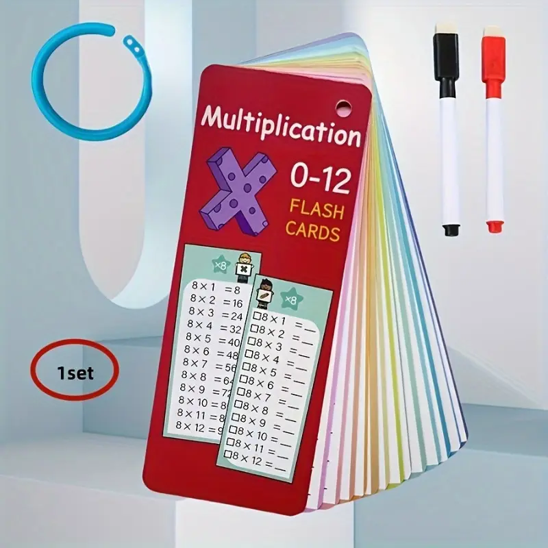 Math Learning Cards for Addition Subtraction Multiplication Division with Self Checking Scoring for Class Home Use Student Gift