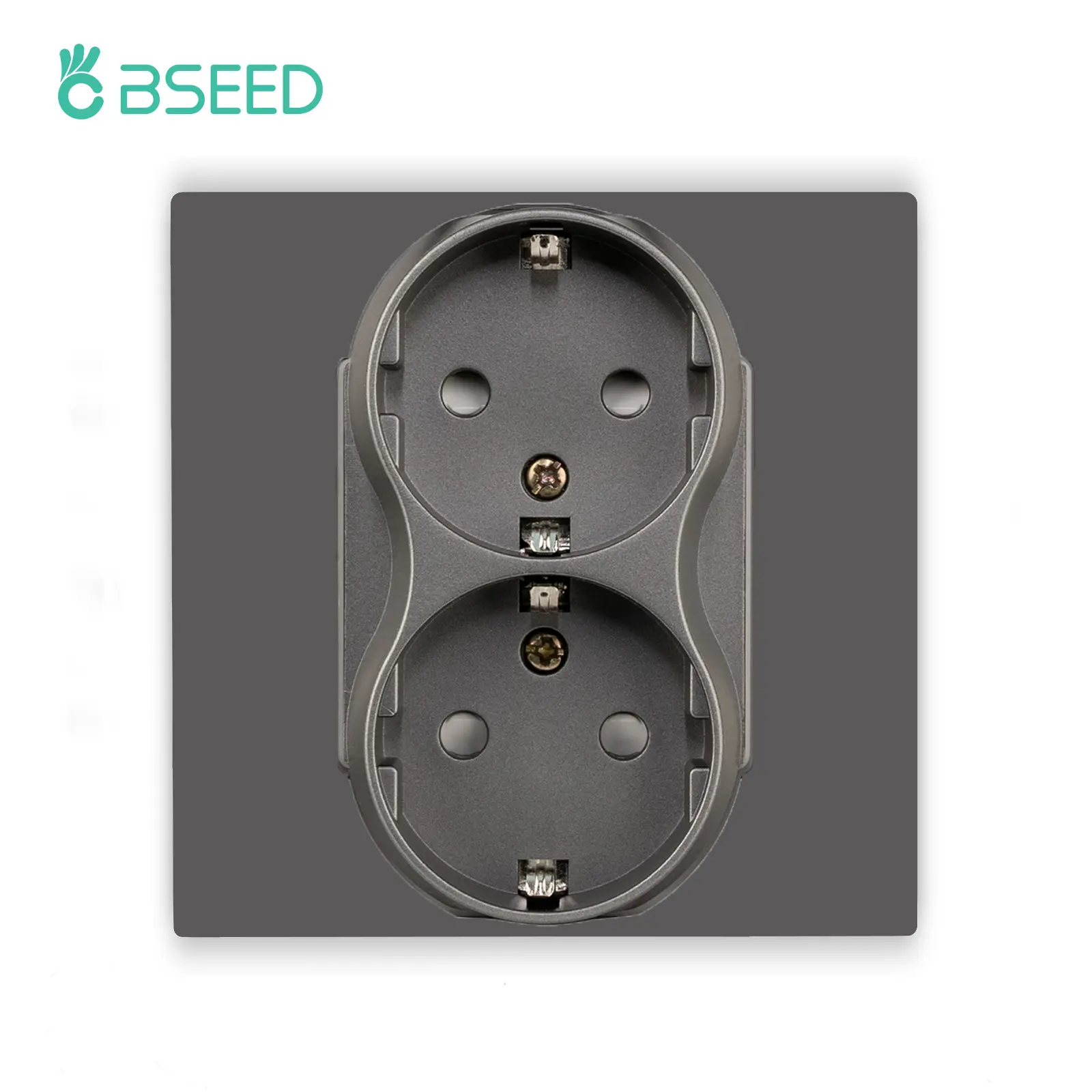 BSEED EU Wall Power Double Sockets Dual Power Outlets Electrical Plug Plastic Panel White Black 110-250V for Home Office