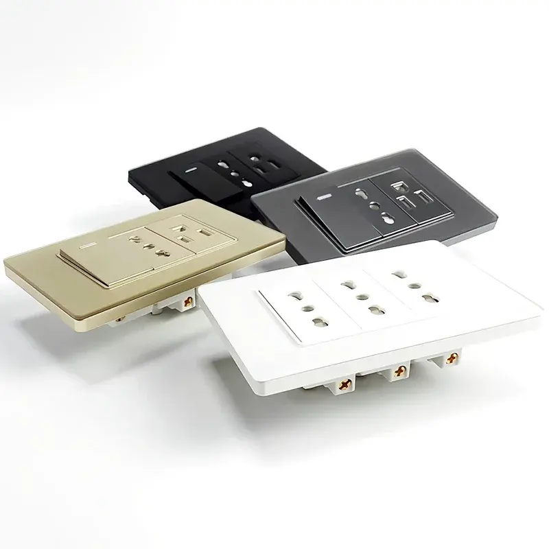118 Series 118*75mm Tempered Glass US Thai Wall Socket Dual USB Type-C Ports Light Switch Smart Home Appliance 110V Home Office