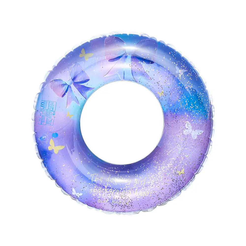 Sequin Inflatable Swim Ring - Gradient Butterfly Print Pool Float for Adults and Teens, Cute Summer Beach Pool Swim Ring