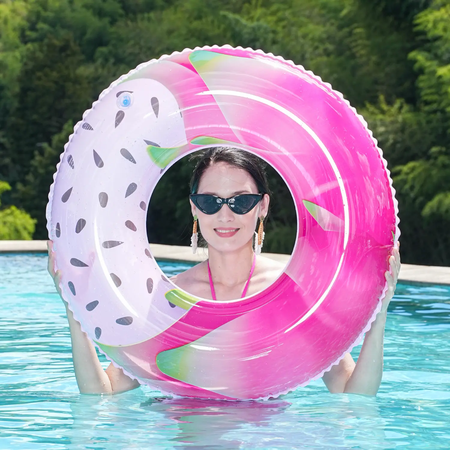 Adult Inflatable Swimming Ring – Creative Fruit Design Pool Float, Fun PVC Water Ring for Beach, Lake, and Summer Pool Parties