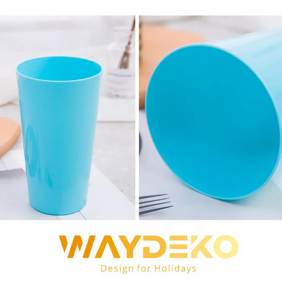 Reusable Plastic Cups 18 OZ / 530ML - Plastic Cups Dishwasher Safe PP Plastic Tumblers Drinking Cups Unbreakable Big Cup