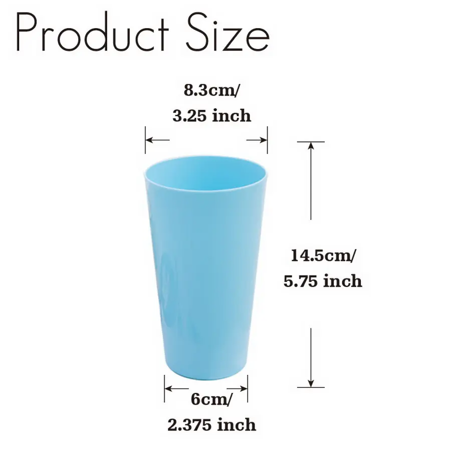 Reusable Plastic Cups 18 OZ / 530ML - Plastic Cups Dishwasher Safe PP Plastic Tumblers Drinking Cups Unbreakable Big Cup