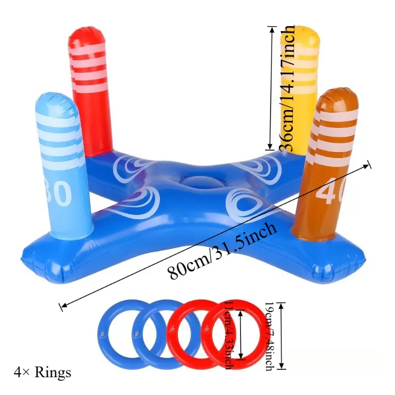 Inflatable Cactus Ring Toss Game - Fun PVC Party Toy for Kids and Adults Poolside Carnival Game Props Outdoor Summer Beach Party