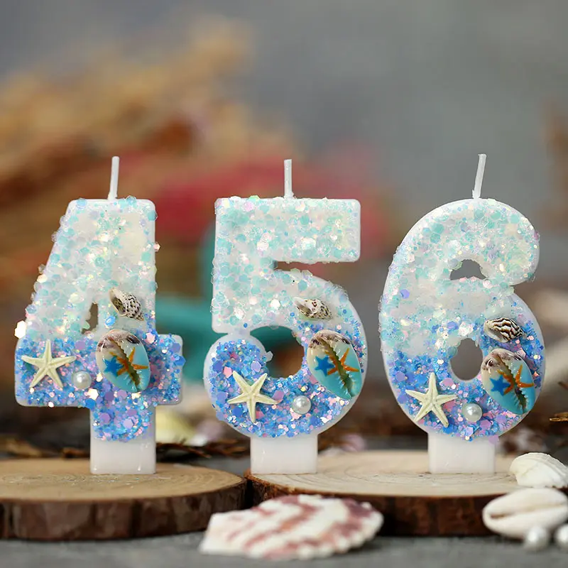 1PC Mutation blue ocean gold screw creative 0-9 digital candle cake decoration suitable for birthday party anniversary