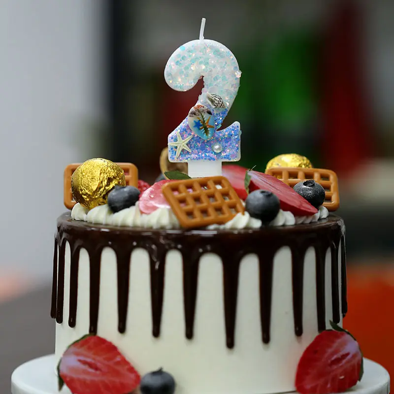 1PC Mutation blue ocean gold screw creative 0-9 digital candle cake decoration suitable for birthday party anniversary