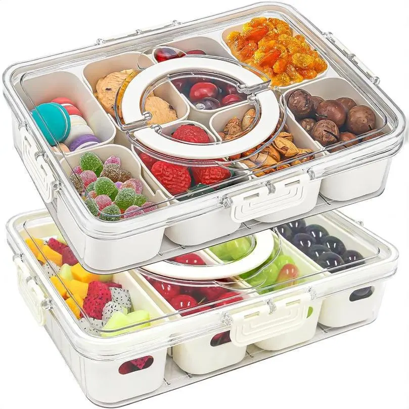 4/8Grids Sealed Fruit Salad Container Leakproof Bento Box for Meal Prep Picnic School Office Portable Reusable Food Storage