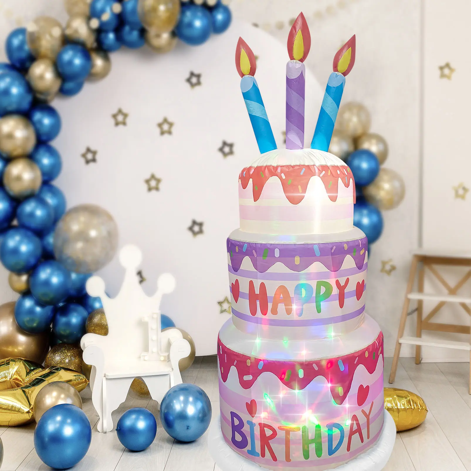 Inflatable Birthday Cake Decorations, Birthday Cake Blow up Decorations for Birthday Party Home Celebration Decoration 6 Ft Tall