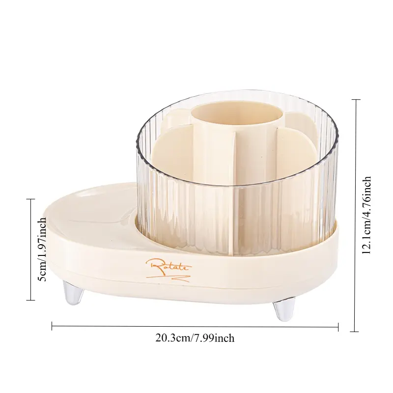 Rotating Makeup Organizer Box – 360° Spinning Cosmetic Storage Case with Compartments for Vanity, Dresser, or Bathroom