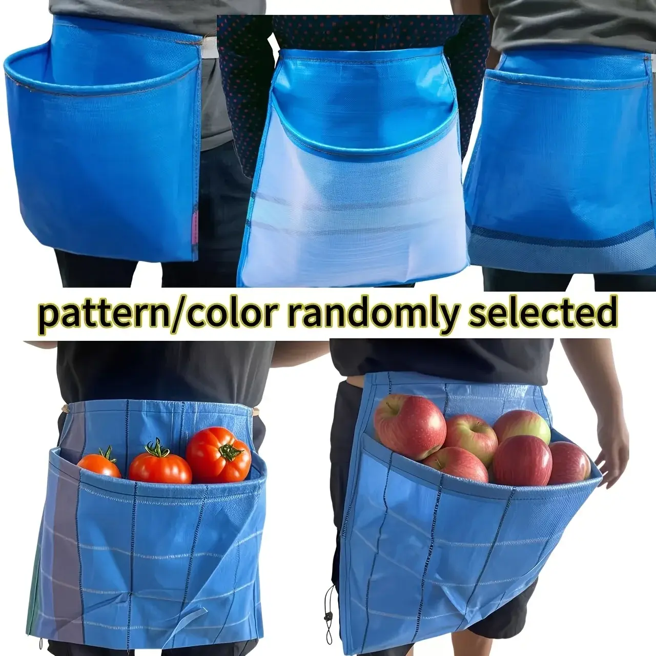 2PCS（50*50CM)  Gardening Apron with Large Pockets for Fruit and Vegetable Picking Gardener Picking Fruits Lightweight Durable