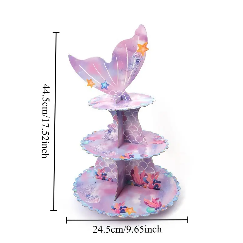 1PC Mermaid Theme Cake Stand Birthday Party Dessert Decoration Multi-layer Cupcake Stand Suitable for Party Holiday Gathering