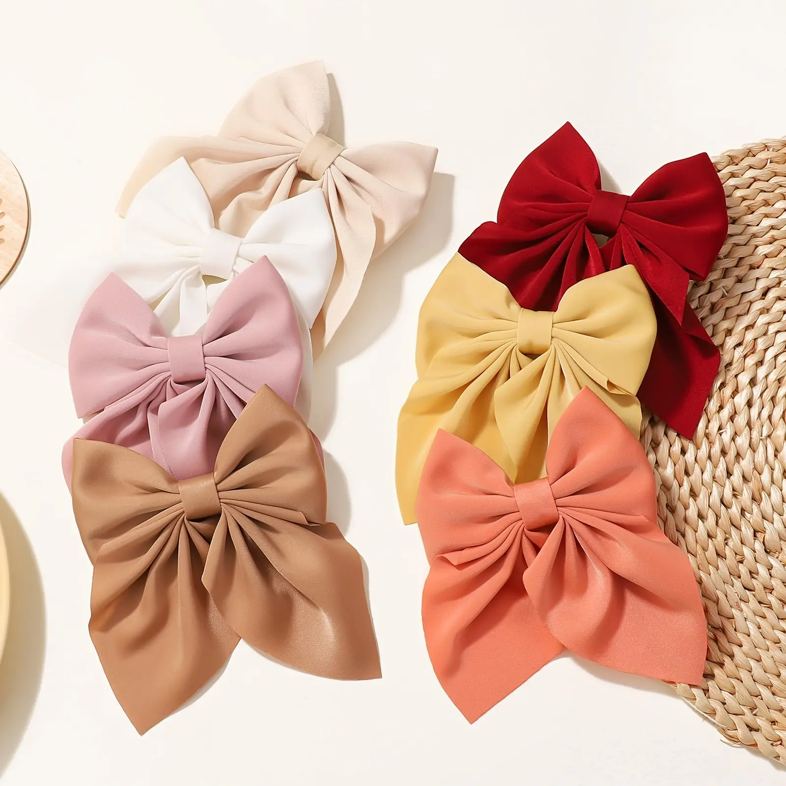 Solid Satin Ribbon Bow Hair Clip – Korean Preppy Style Hair Accessory for Girls – Elegant School Look, Cute Gift for Daily Wear
