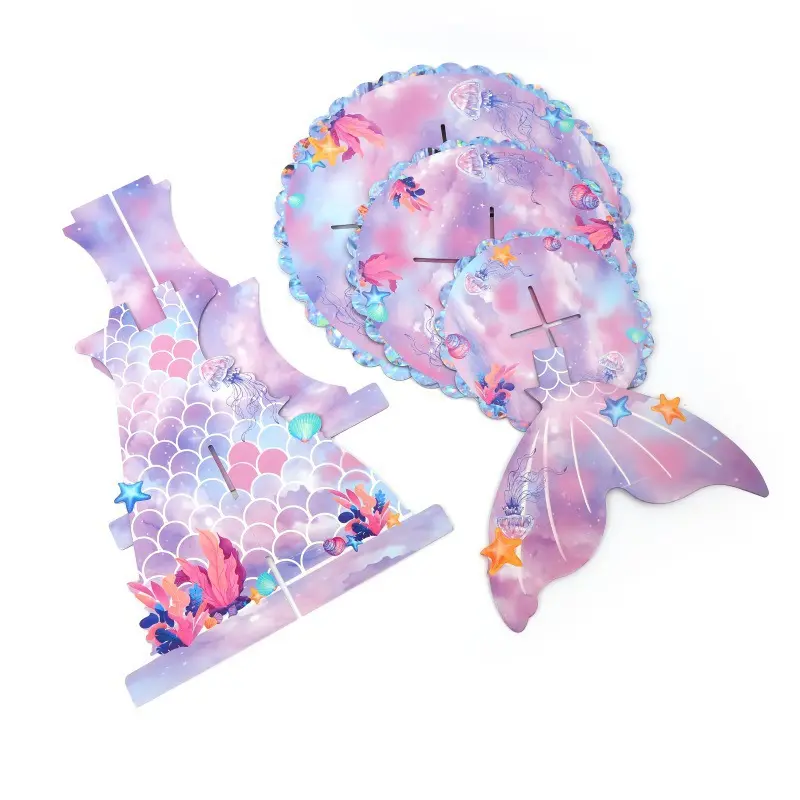 1PC Mermaid Theme Cake Stand Birthday Party Dessert Decoration Multi-layer Cupcake Stand Suitable for Party Holiday Gathering