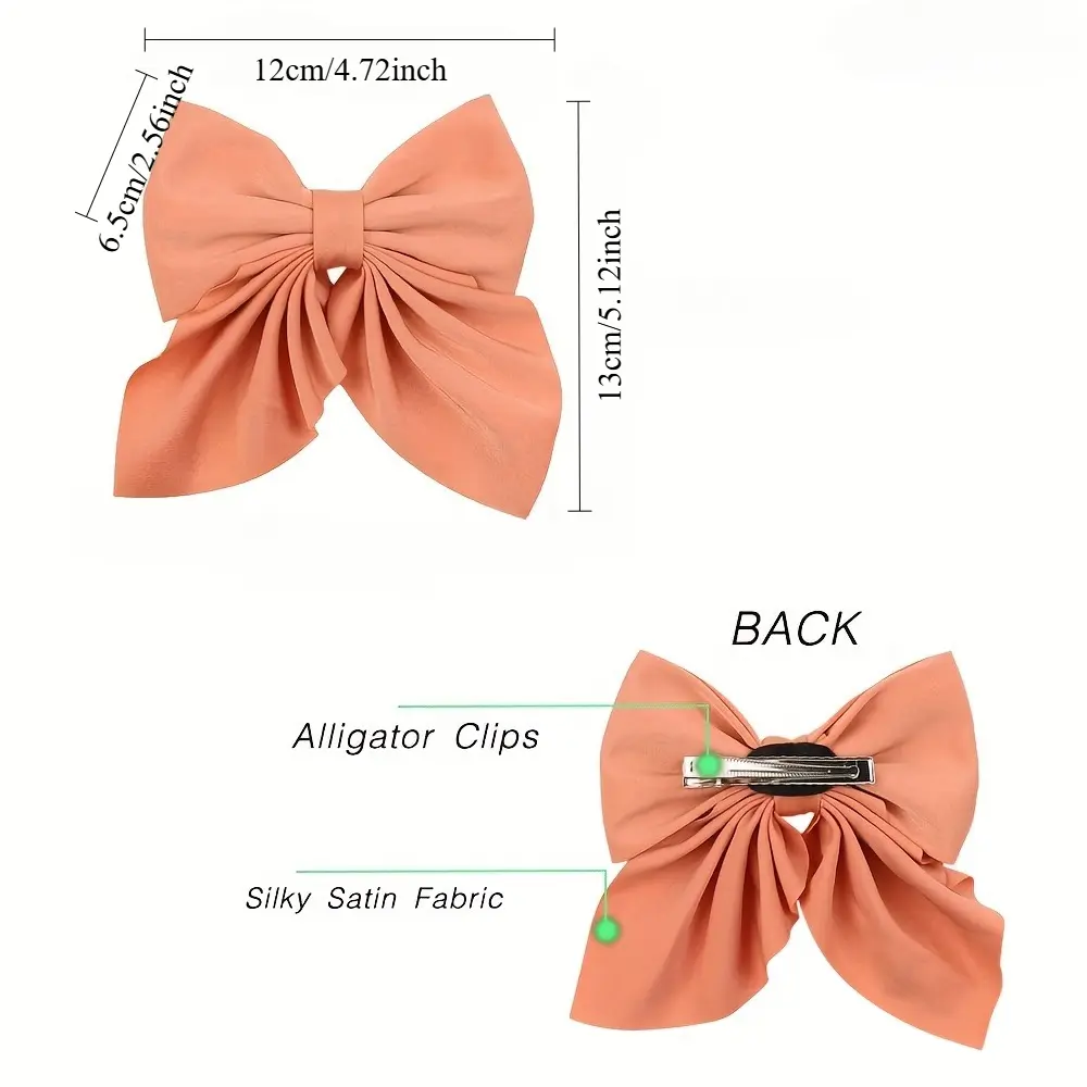 Solid Satin Ribbon Bow Hair Clip – Korean Preppy Style Hair Accessory for Girls – Elegant School Look, Cute Gift for Daily Wear