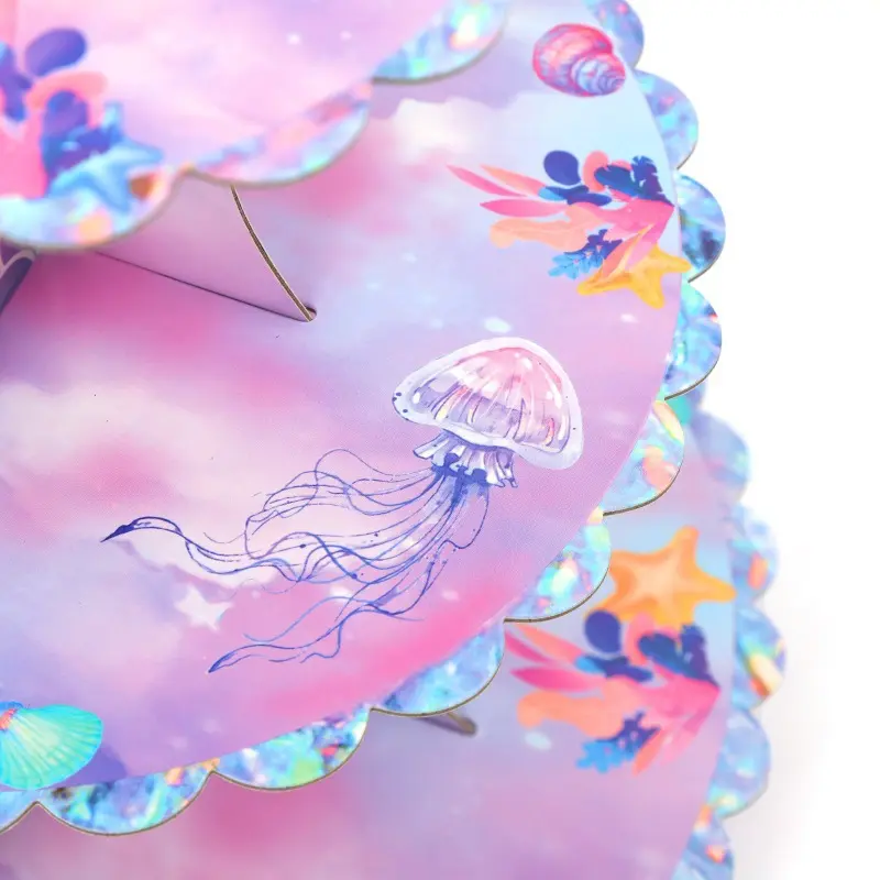 1PC Mermaid Theme Cake Stand Birthday Party Dessert Decoration Multi-layer Cupcake Stand Suitable for Party Holiday Gathering