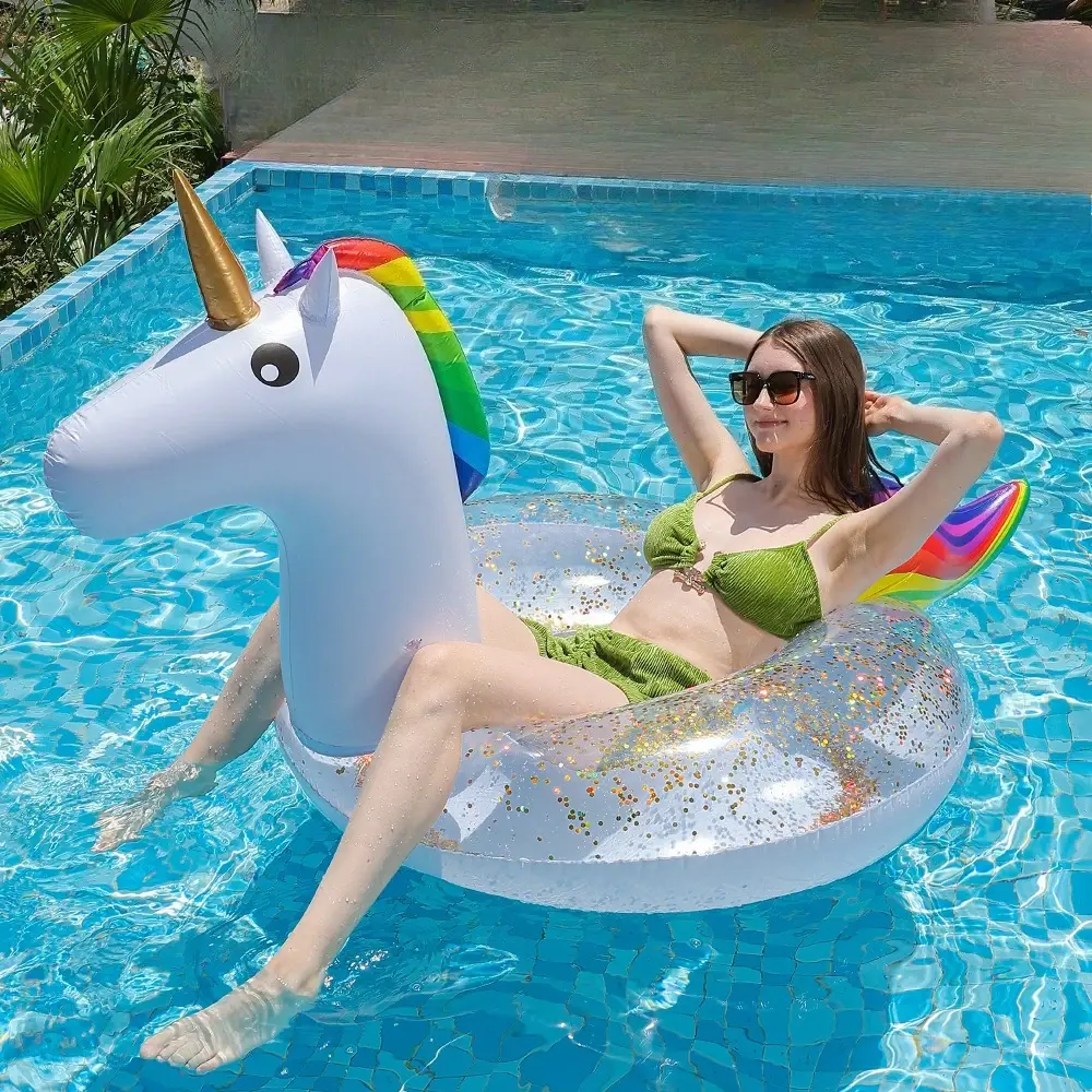 Adult Giant Inflatable Unicorn Pool Float - Floating Swim Ring Floating Pool Float for Summer Swimming Beach Lake and Pool Party