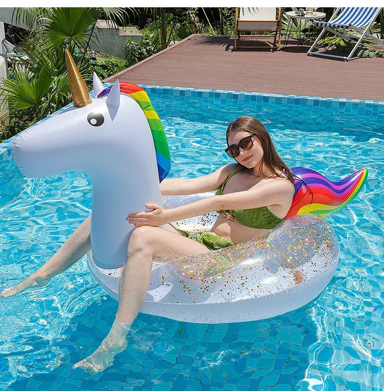 Adult Giant Inflatable Unicorn Pool Float - Floating Swim Ring Floating Pool Float for Summer Swimming Beach Lake and Pool Party