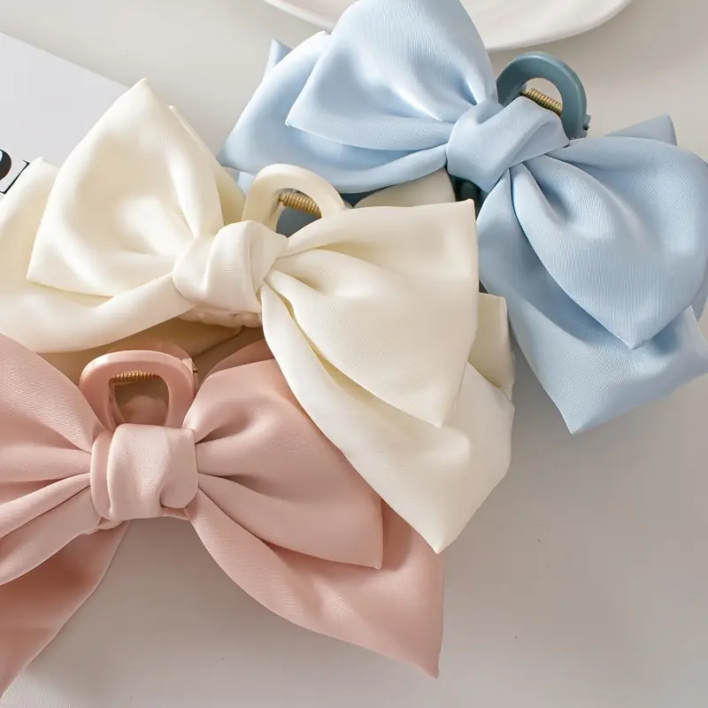 1PC/4PCS Women's Sweet Satin Big Bow Hairpin Head Is Suitable for Everyday Wear Weddings, Engagements, Proms, Birthdays