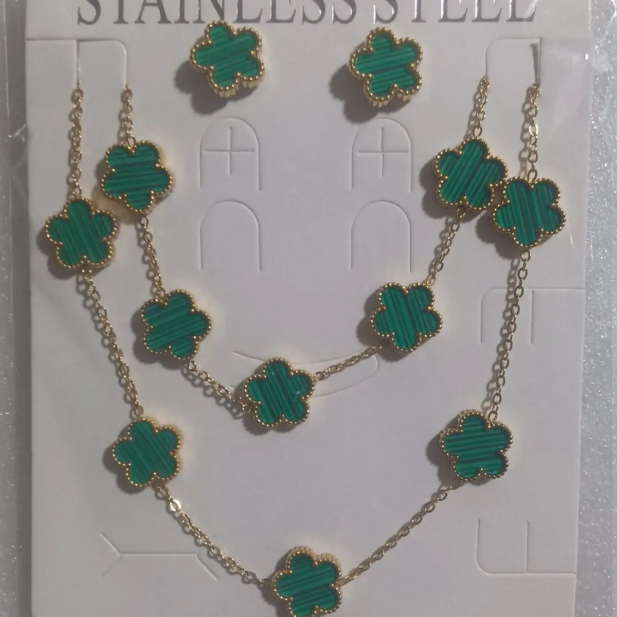Hot Selling Stainless Steel Shell Plant Five Leaf Flower Set For Women's Jewelry Accessories Simple And Non Fading Clover Gift